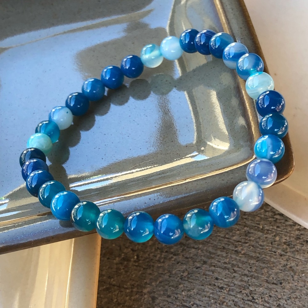 ✨BLUE AGATE STONE BRACELET 6mm✨ - Picture 3 of 7